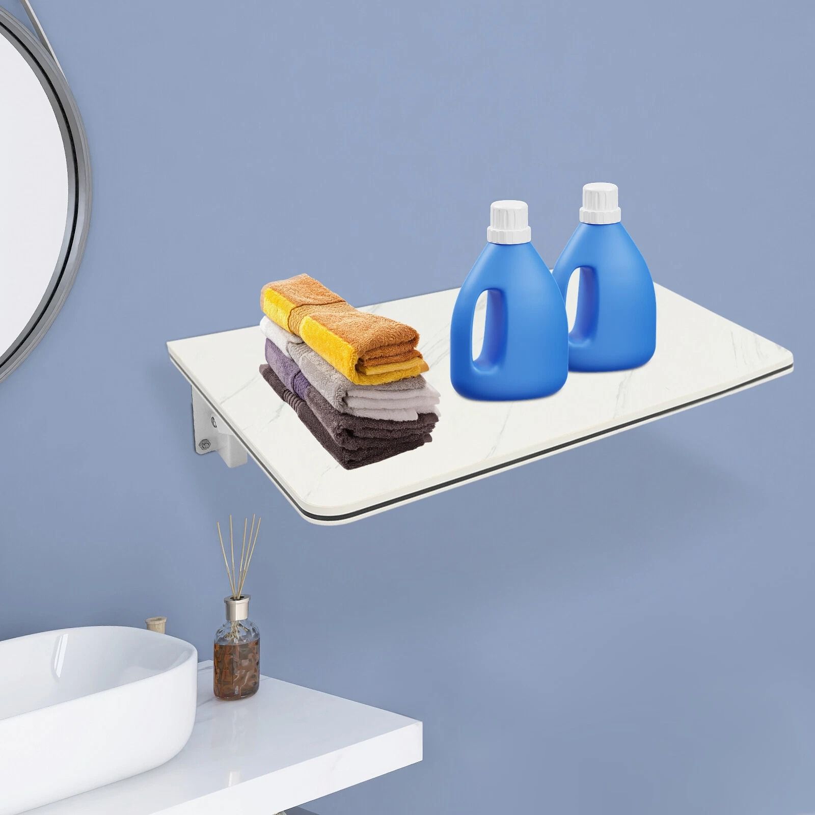 Folding Desk with Stylish Wall-Mounted Durable MDF and Metal Design