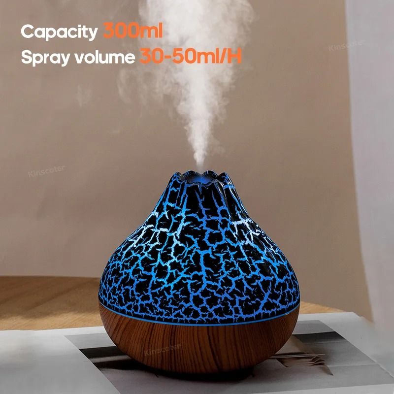 300ml Volcano Air Humidifier with LED Night Light USB Mist Diffuser