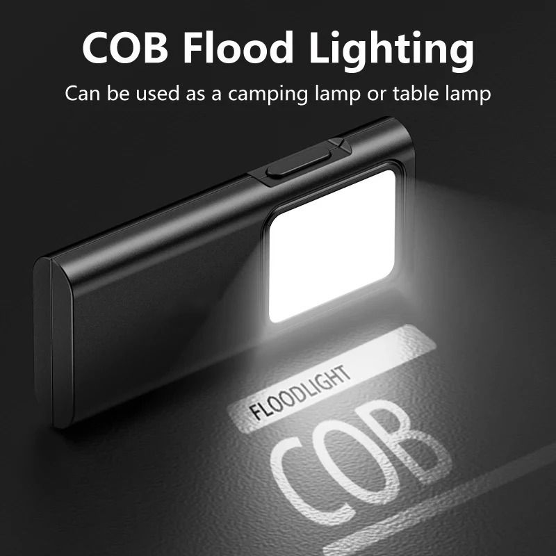 EDC Mini LED Keychain Flashlight with Pen Clip and USB C Charging