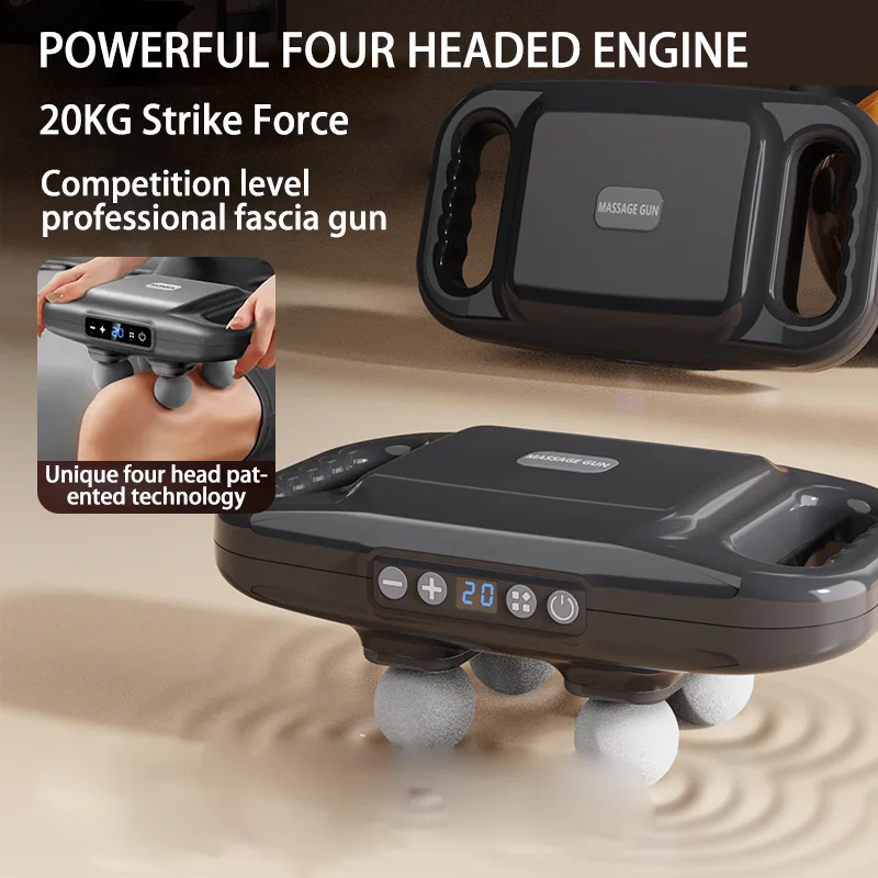 Professional Grade Wireless Waist Massage, Four Head Fascia Gun, Back Deep High Frequency Muscle Relaxation