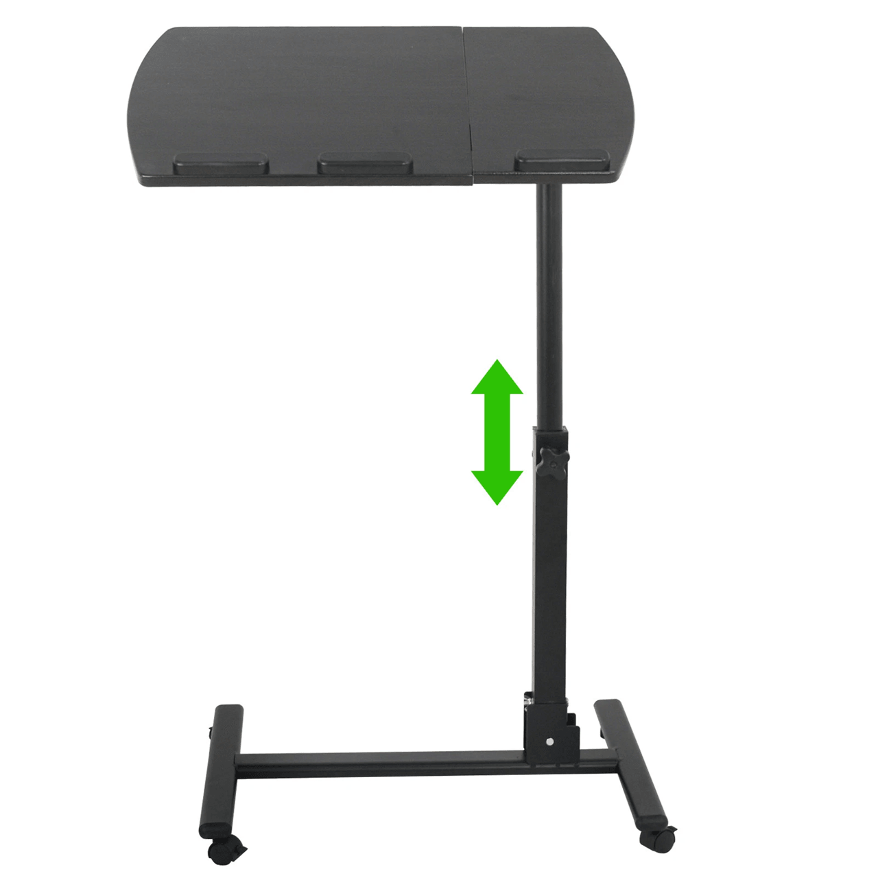 Adjustable Rolling Laptop Desk with Tilting Tabletop and Overbed Design