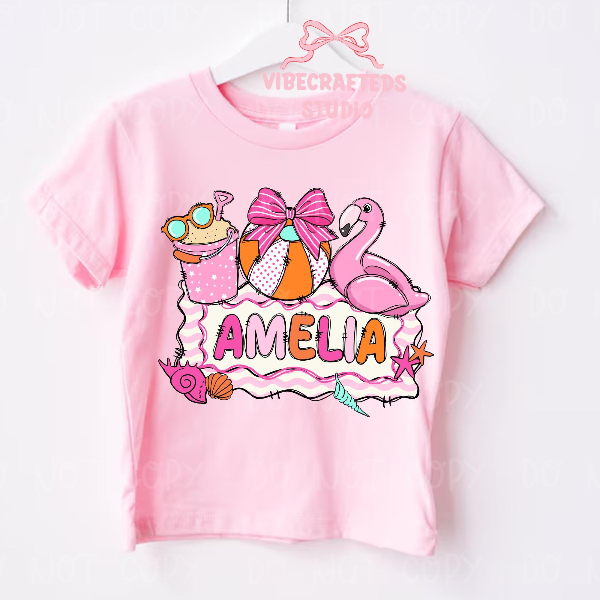Personalized Kids Name Shirt Cute Cartoon Graphic Tee Custom Childrens T-Shirt Gift