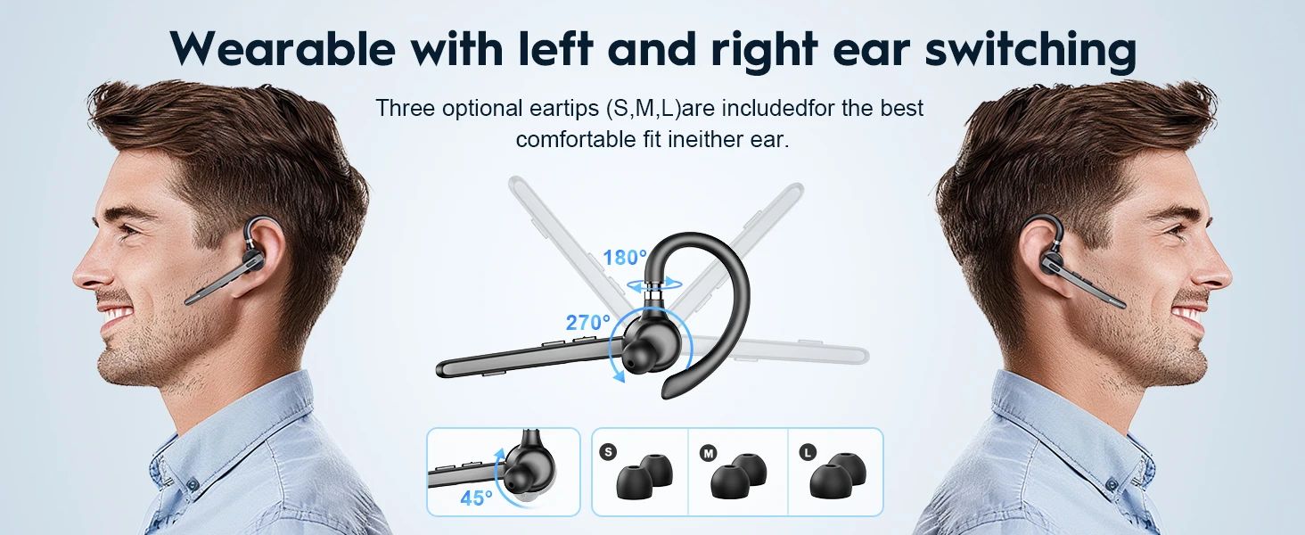 Bluetooth Wireless Headset Dual-Mic Noise Cancelling