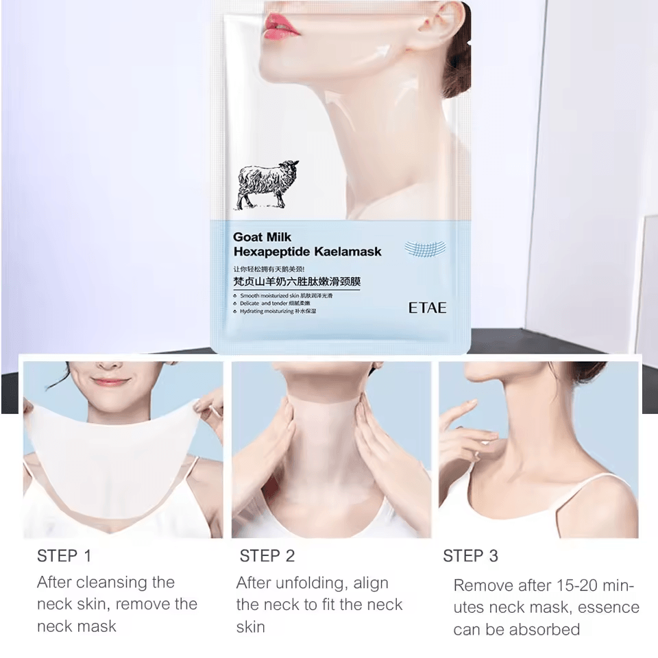 Goat Milk Collagen Neck Mask with Peptides Moisturizing and Firming Skincare Treatment 5PCS