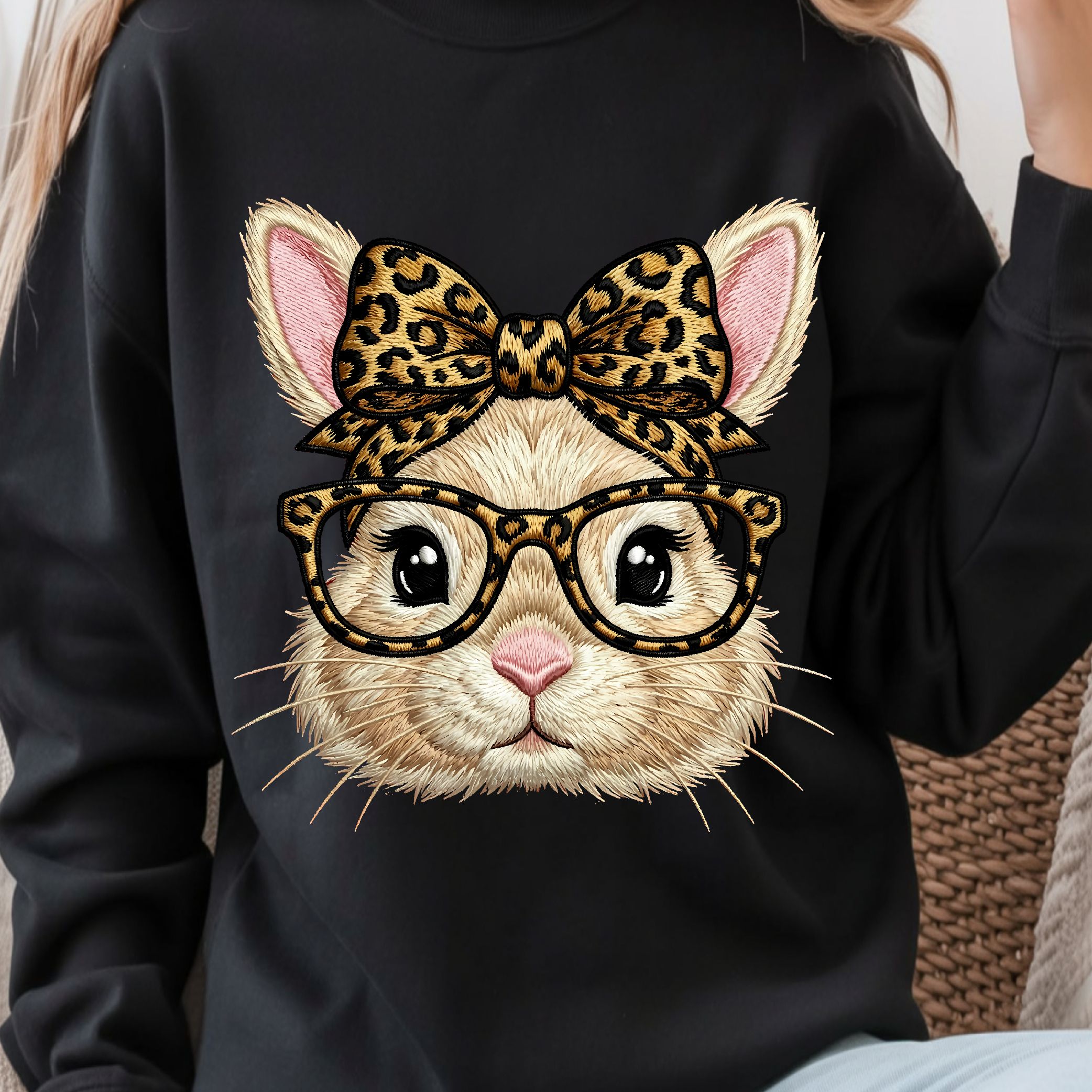 Bunny With Leopard Glasses Shirt, Cute Easter Bunny T-Shirt, Fun Animal Tee
