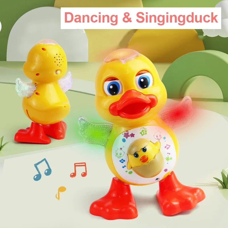 Electric Dancing Duck Toy with Flashing Eyes, Cute Musical Cartoon for Kids