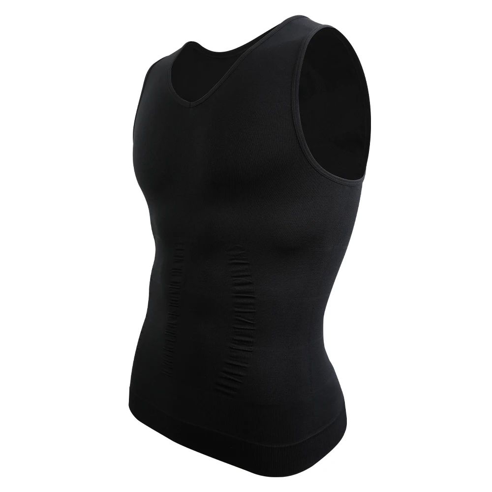 Mens V-Neck Compression Body Shaper Tank – Slimming Tummy Control Base Layer