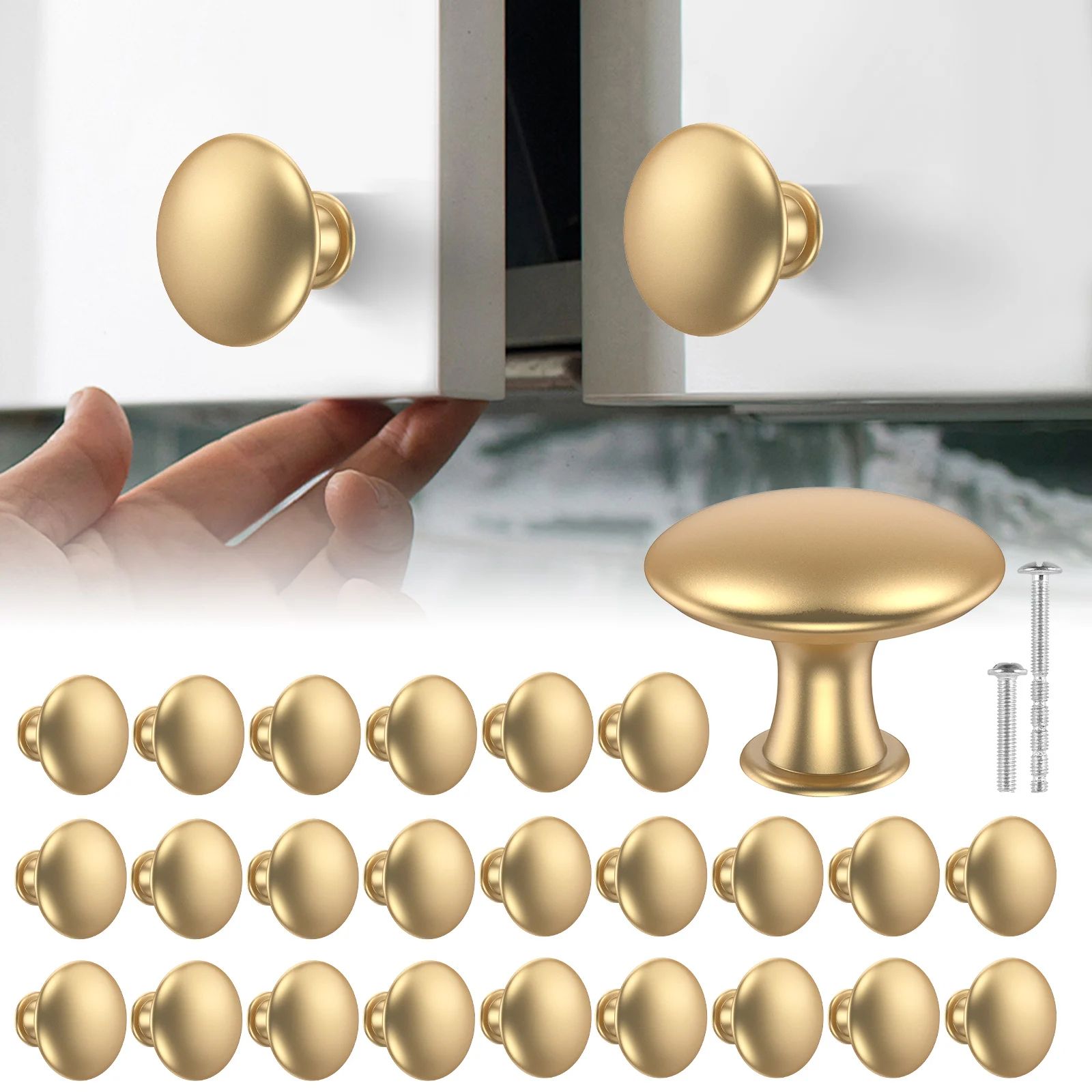 25 Piece Gold Drawer Knob Set Zinc Alloy Cabinet Handle Pulls