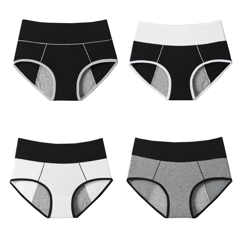 Womens High Waist Leak Proof Period Panties Four Pack Cotton Menstrual Underwear