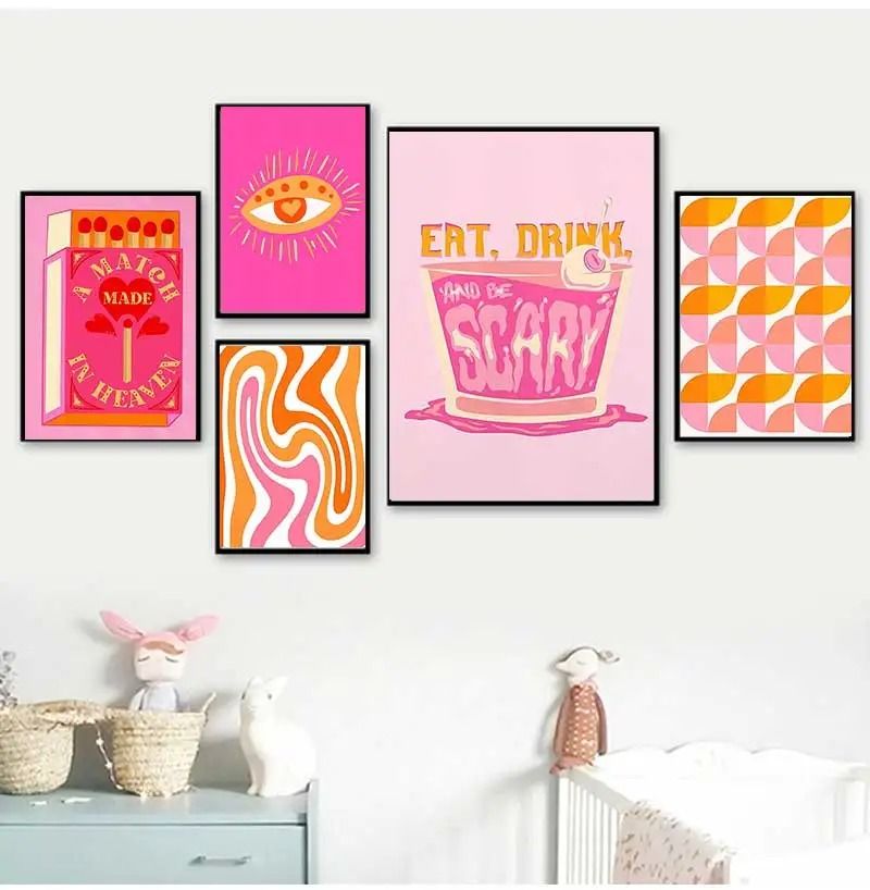 Retro Cocktail Wall Art Canvas Drink Poster for Kitchen and Bar Decor