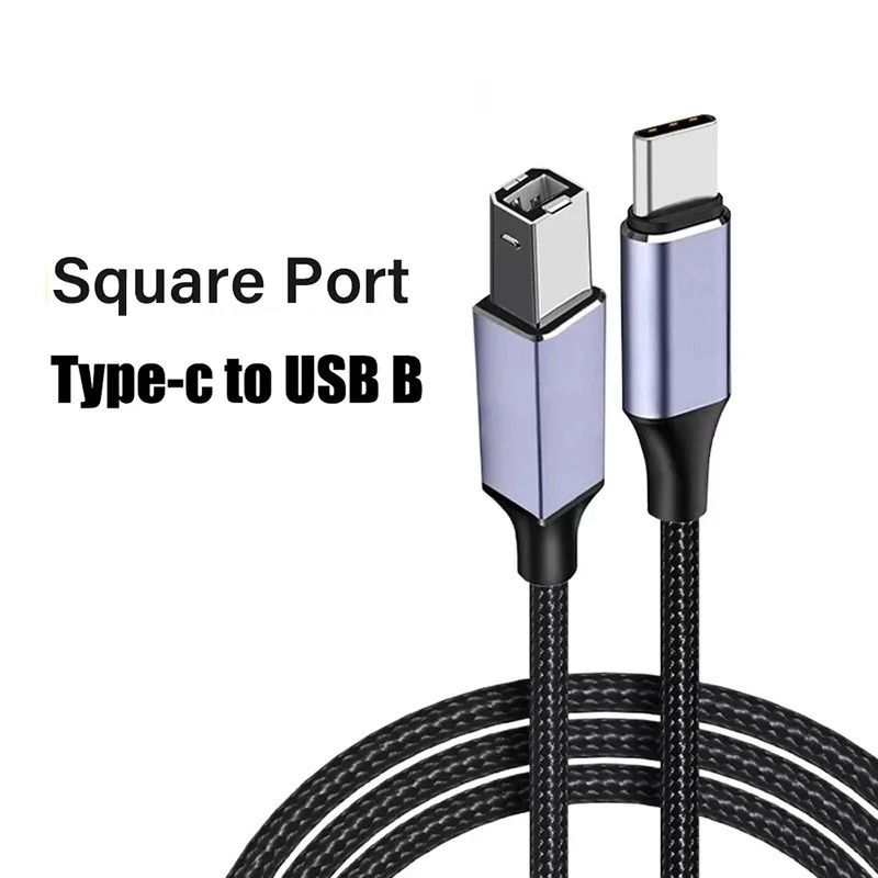 USB-C to USB-B 2.0 Braided Printer Cable – High-Speed Scanner Cord for HP, Canon, Epson, & MacBook