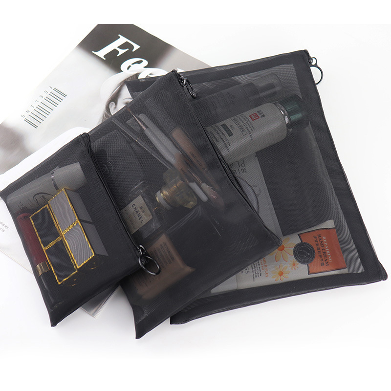 Black Transparent Makeup Bag Large Capacity Travel Toiletry Organizer