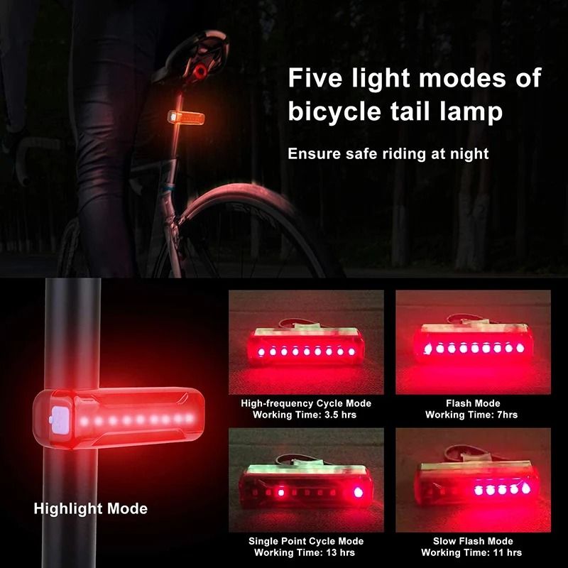 USB Rechargeable Bicycle Rear Light Ultra Bright LED Tail Lamp