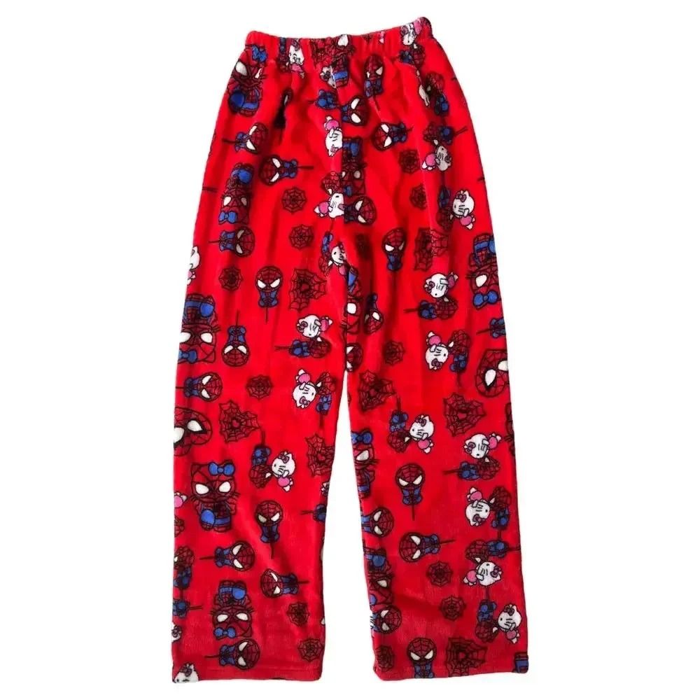 Y2K Cartoon Pajama Pants Soft Flannel Sleepwear Home Trousers