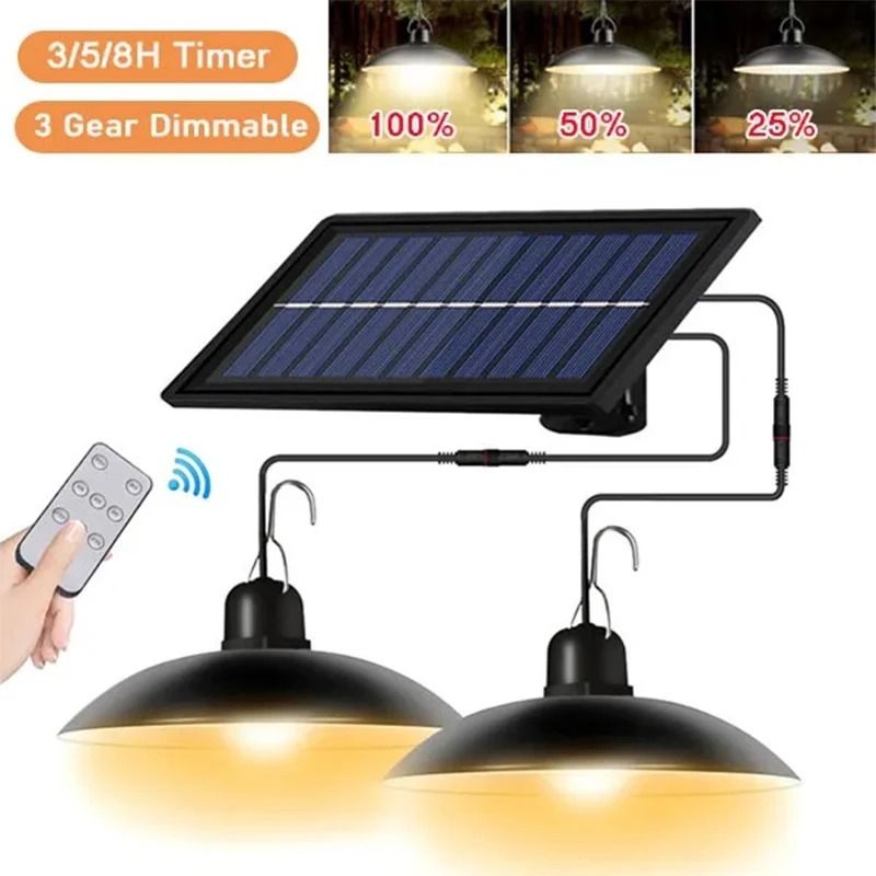Solar Pendant Light Outdoor Waterproof LED Lamp with Remote Control