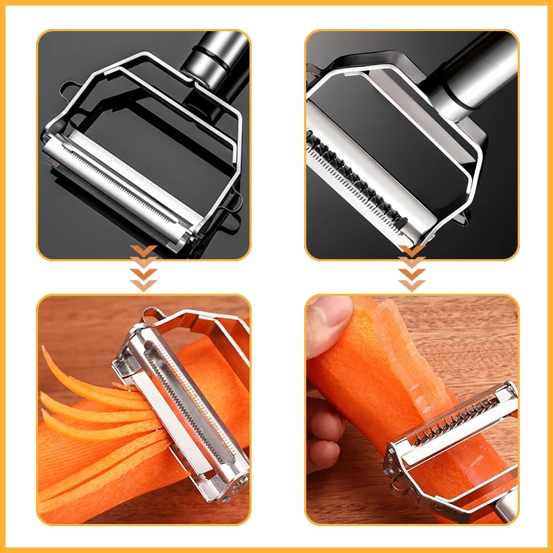 Stainless Steel Double-Head Vegetable Peeler: Multi-Function Kitchen Tool