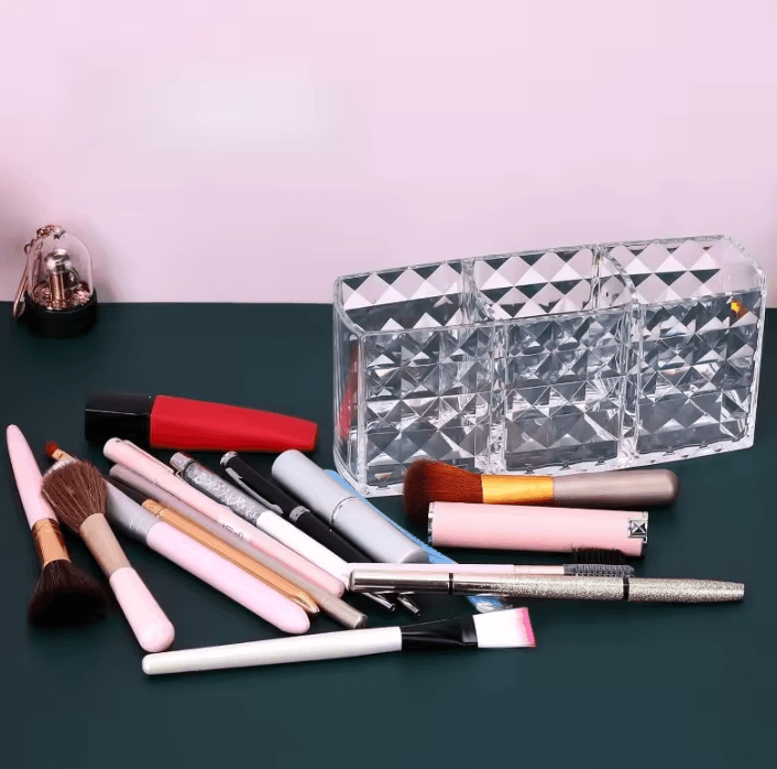 Clear Acrylic Makeup Brush Holder – Clear Cosmetic Organizer & Desk Brush Storage Case for Makeup Tools