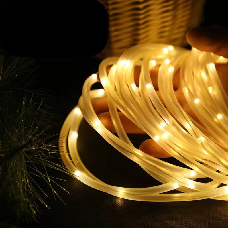 Solar Rope LED String Lights with 8 Lighting Modes for Outdoor Path and Deck Decor