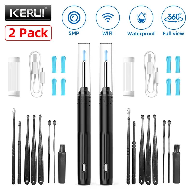 KERUI Smart Ear Wax Removal Kit with 5MP HD Camera and Light Endoscope Otoscope