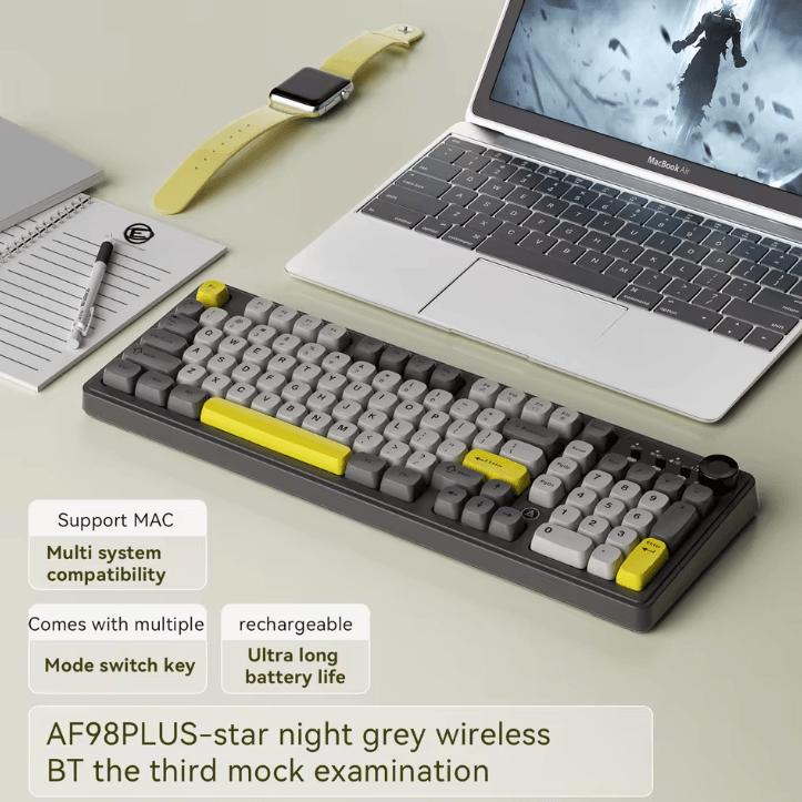 AJAZZ AF98 Wired and Wireless Keyboard with Three Mode RGB and Long Battery Life
