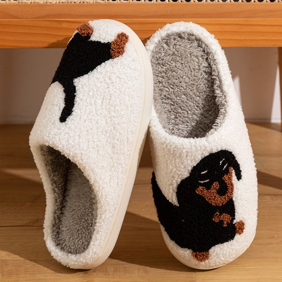 Cartoon Dachshund Dog Slippers for Women Cozy, Warm, and Lightweight Indoor Winter Slippers