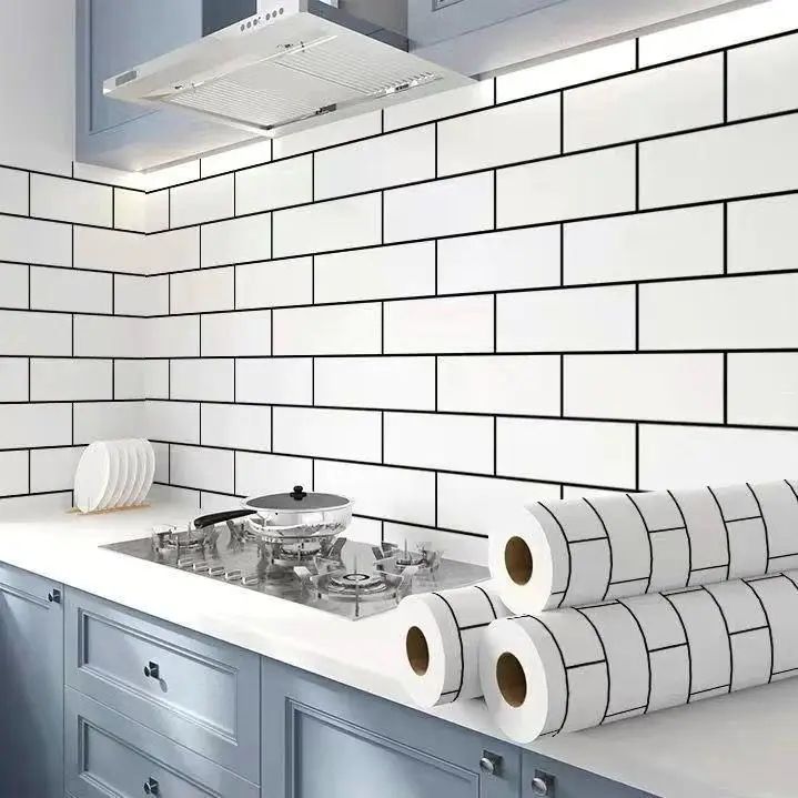 80cm Kitchen Backsplash Sticker Roll - Oil-Proof Wallpaper with Heat-Resistant, Waterproof Self-Adhesive Shield