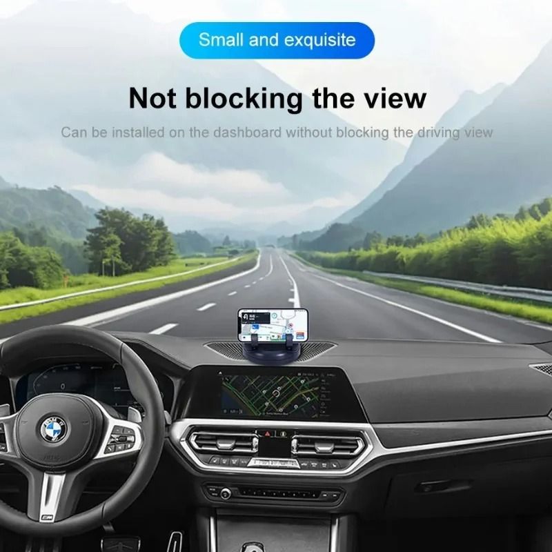 360-Degree Rotation Car Dashboard Phone Mount with Head-Up Display and Luminous Number Plate