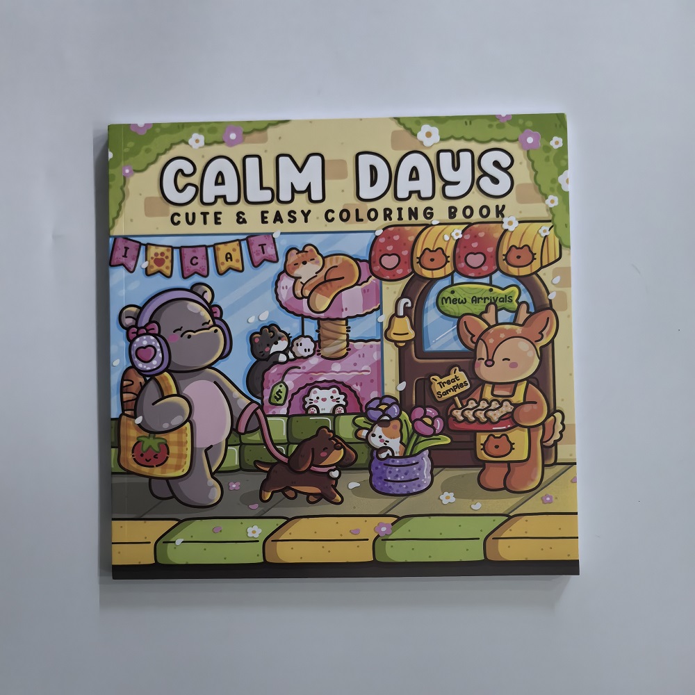 Calm Days Stress Relief Coloring Book, Cute Animal Drawing Book, Perfect Gift for Party, Birthday, and Christmas