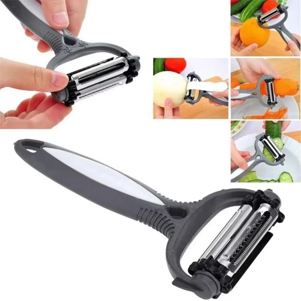 3-in-1 Multifunctional Rotary Peeler – 360° Swivel Vegetable & Fruit Peeler, Cutter, and Slicer