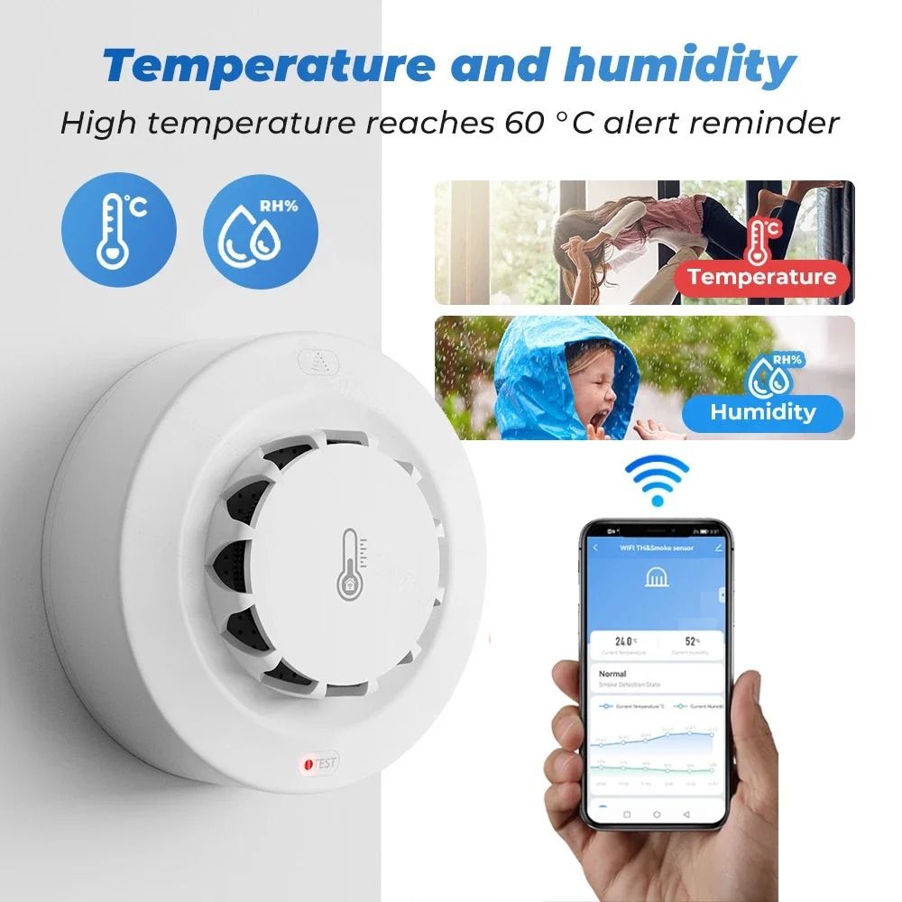 Tuya 3-in-1 Smart Smoke & Climate Sensor