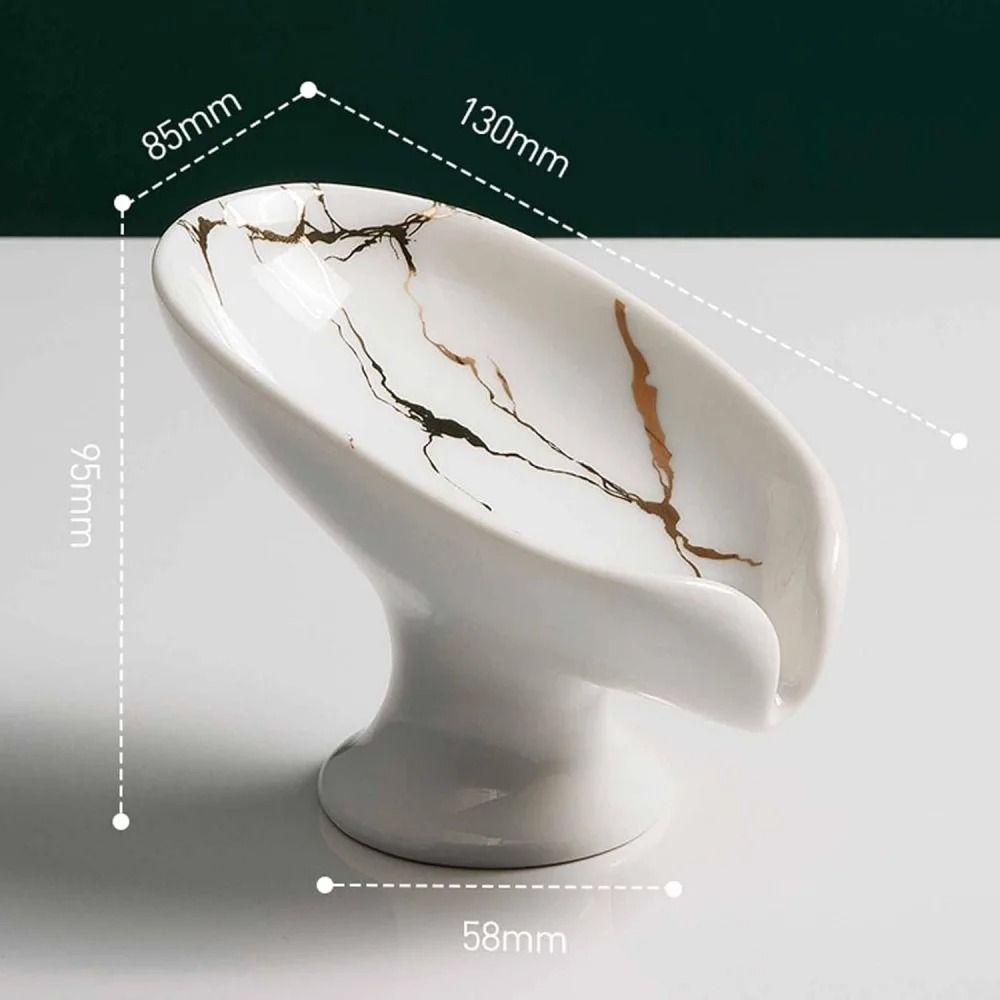 Premium Ceramic Leaf Shape Soap Holder – Elegant Bathroom & Kitchen Self-Draining Dish