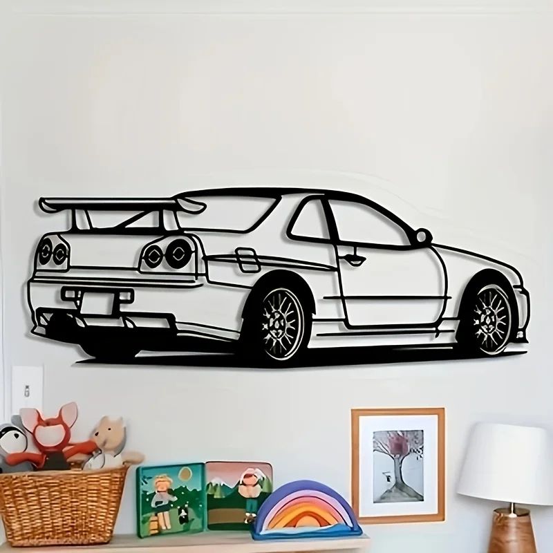 Metal Car Wall Art Decor Racing Vehicle Wall Sculpture for Home Office