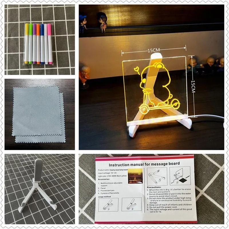 LED Light Up Drawing Board Erasable Glow Board with Markers for Kids