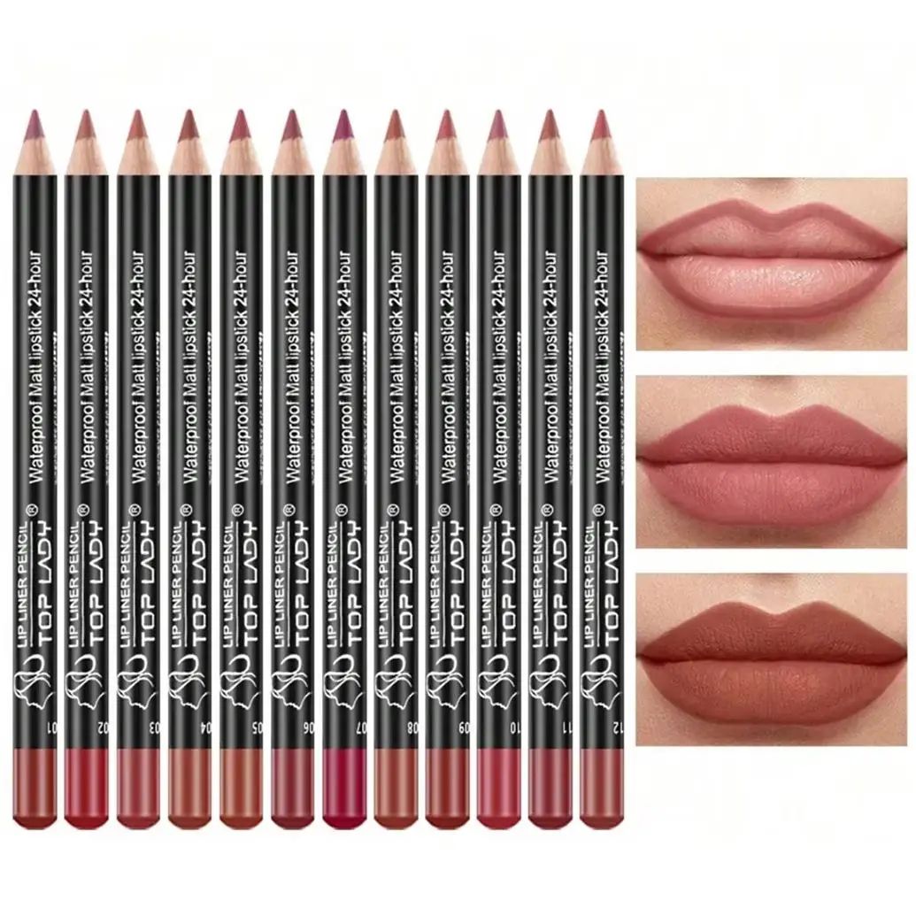 ColorLux 12-Piece Professional Lip Liner & Matte Lip Pencil Set – Nude & Vibrant Shades