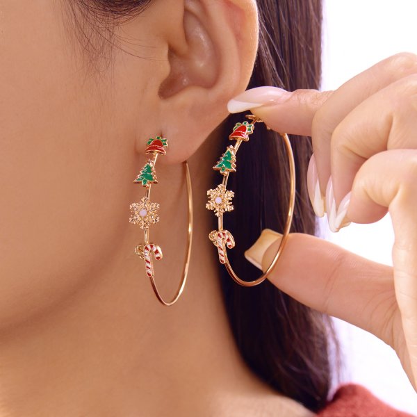 White Pearl Crystal Snowman, Elk Earrings, Creative Christmas Grandpa and Grandma Zircon Stud Earrings, New Year Jewelry