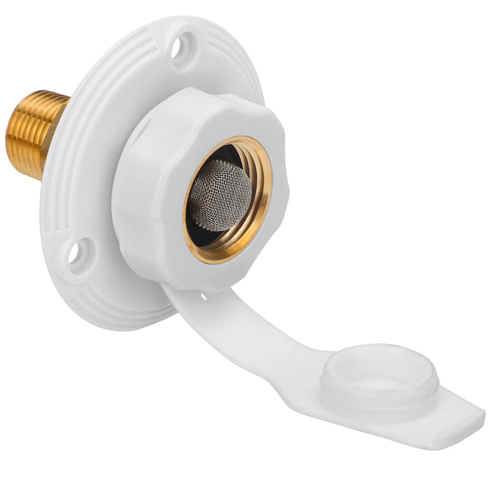 Brass RV City Water Inlet, Inlet Connection Flange for Trailer, Marine Brass Check Valve