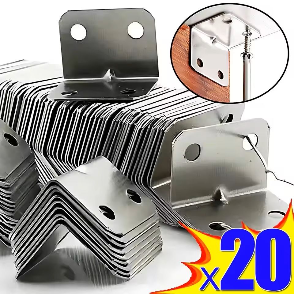 Angle Iron Brackets for Table Chair Cabinet Shelf Support 90 Degree Corner Connector 20pcs Set