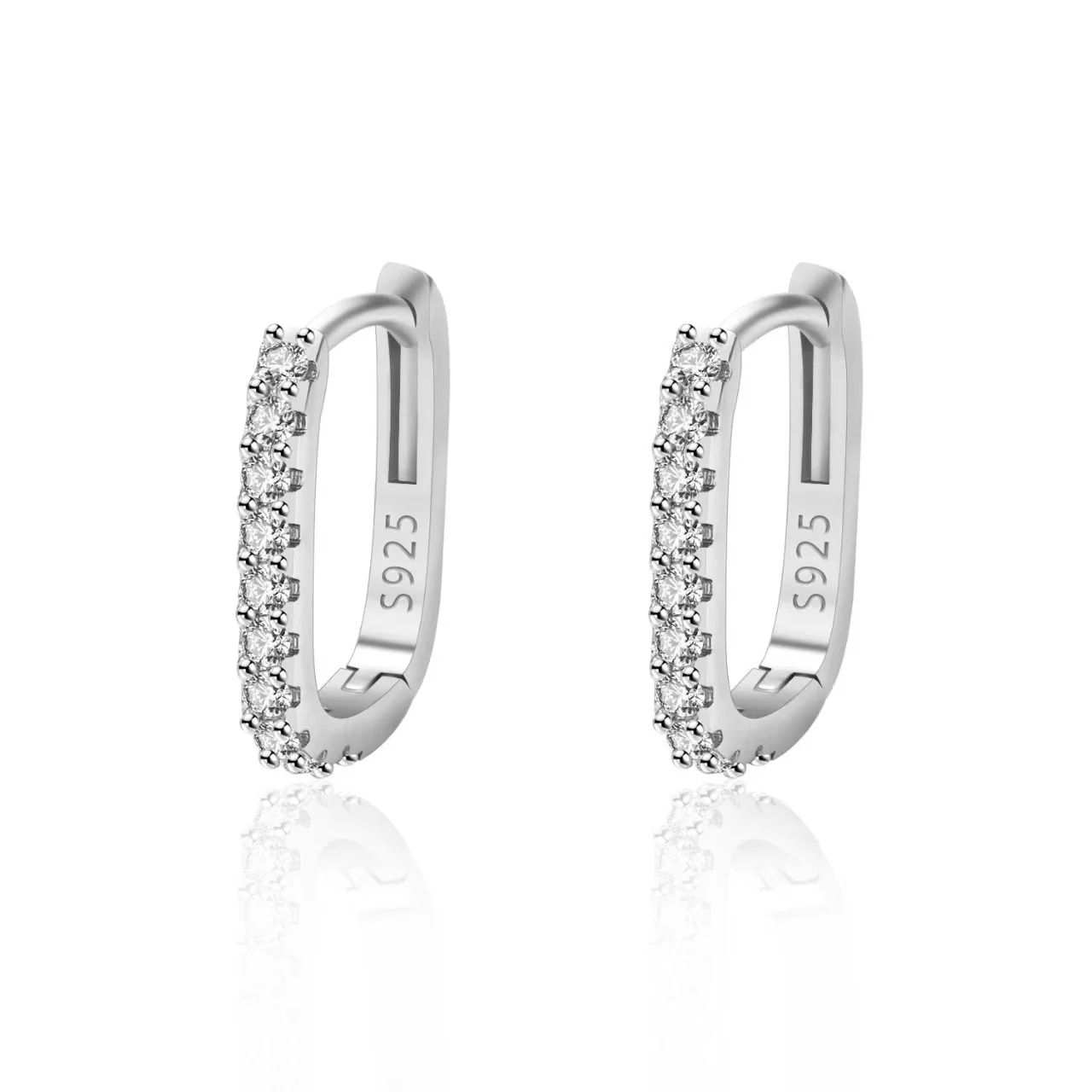 925 Sterling Silver Crystal Circle Hoop Earrings