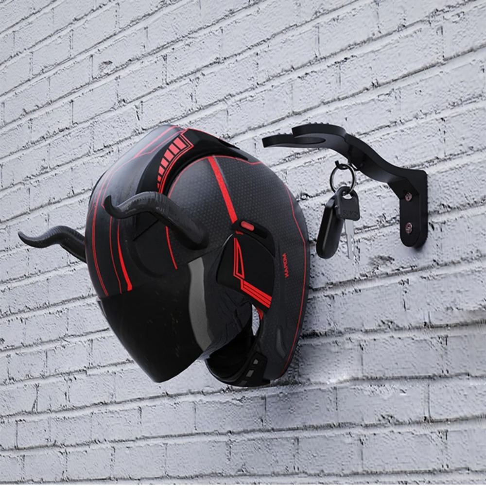 Motorcycle Helmet Wall Mount Hook Rack Multipurpose Jacket and Gear Holder Organizer