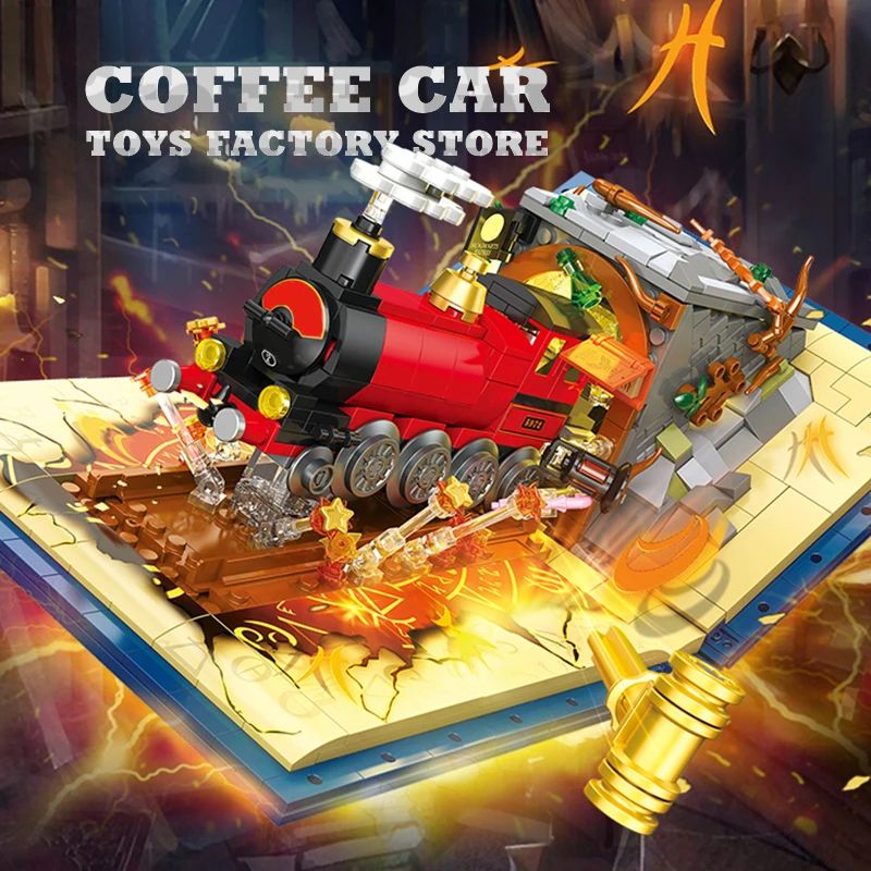 LED Magic Train Building Blocks Set with Locomotive and Station DIY Brick Puzzle Toy
