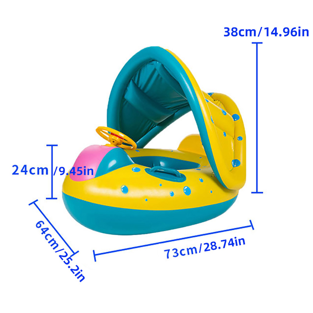 Baby Float with Canopy & Steering Wheel UV Protected Inflatable Toddler Pool Float