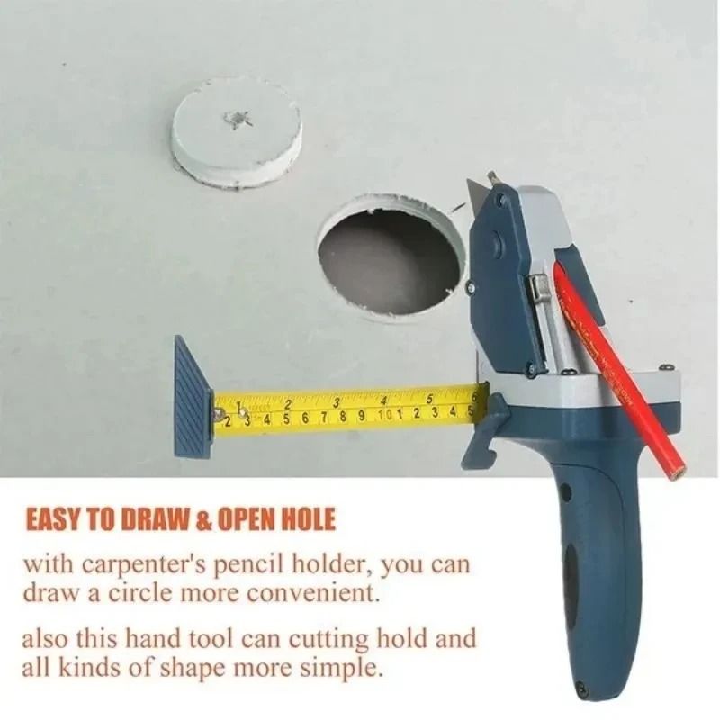 Plasterboard Edger with 5M Tape Measure and Precision Drywall Cutting Carpentry Tool