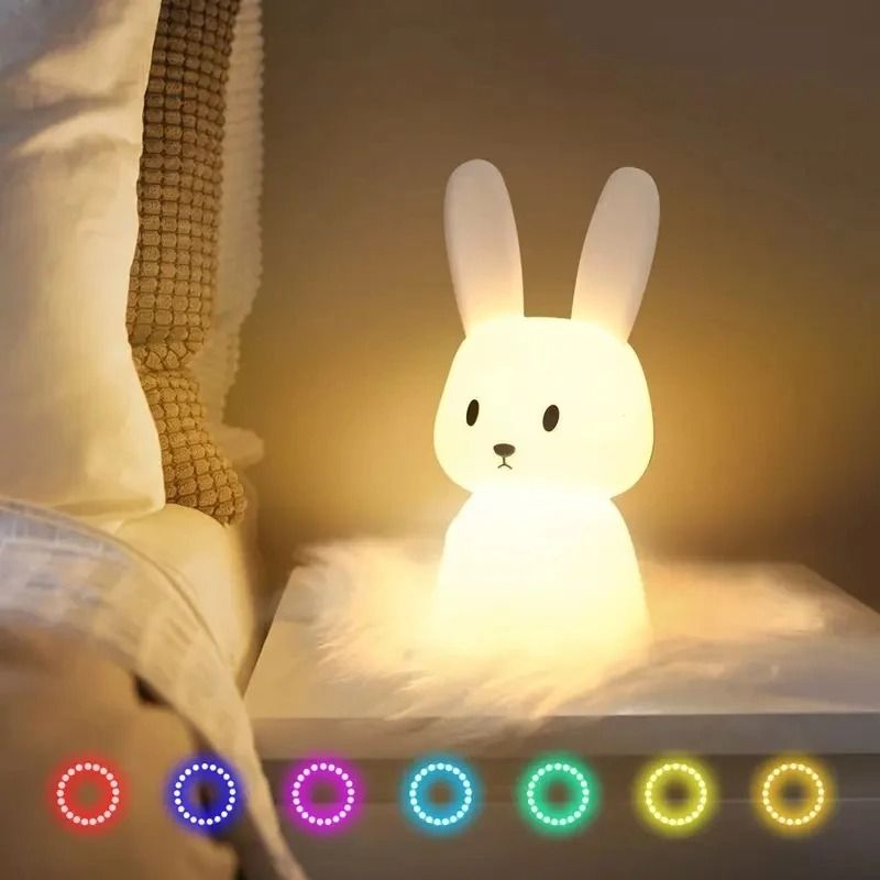 Silicone Rabbit LED Night Light Touch Sensor Table Lamp for Kids