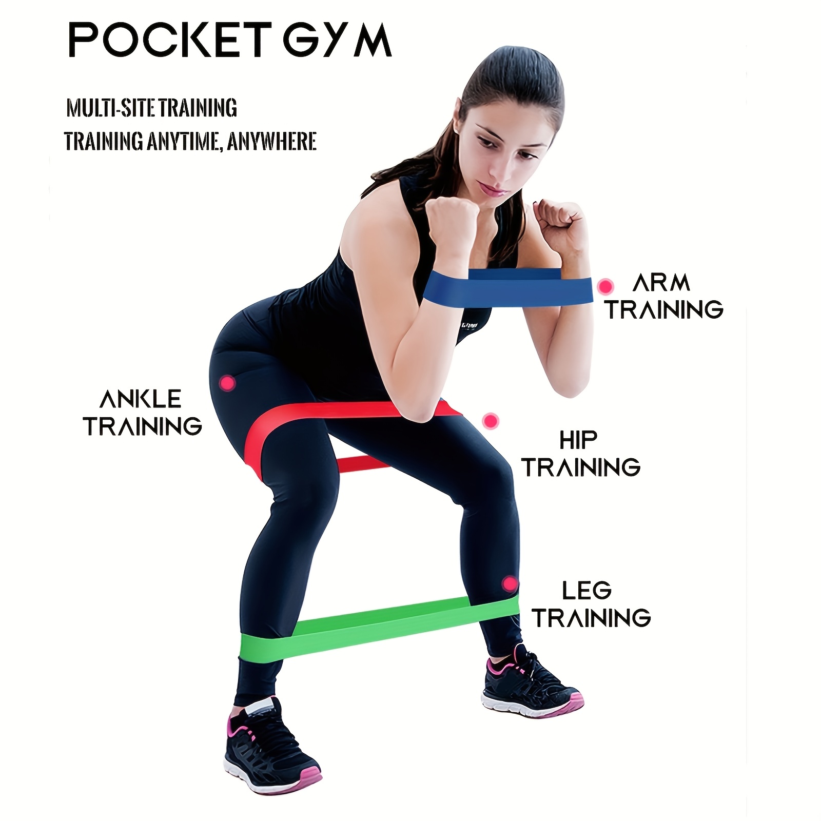 Exercise Bands Set, Full Body Fitness Bands for Legs Hips Arms Stretching, Home Gym Yoga Pilates Bands