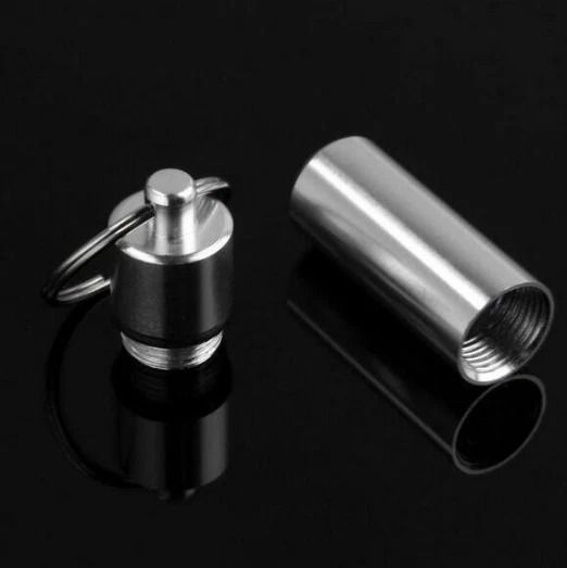 Waterproof Pill Holder Keychain Stainless Steel Pill Case Travel Container