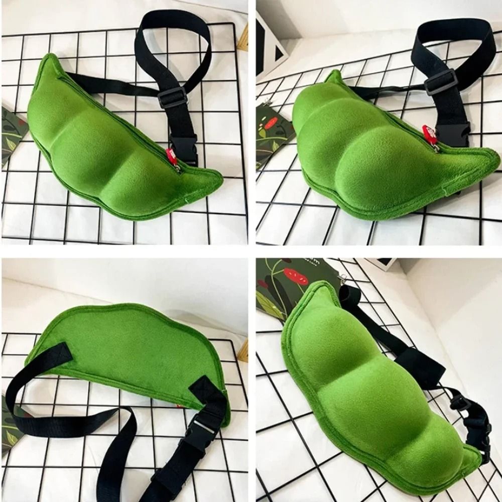 Edamame Plush Messenger Bag Creative Fun Crossbody Shoulder Bag