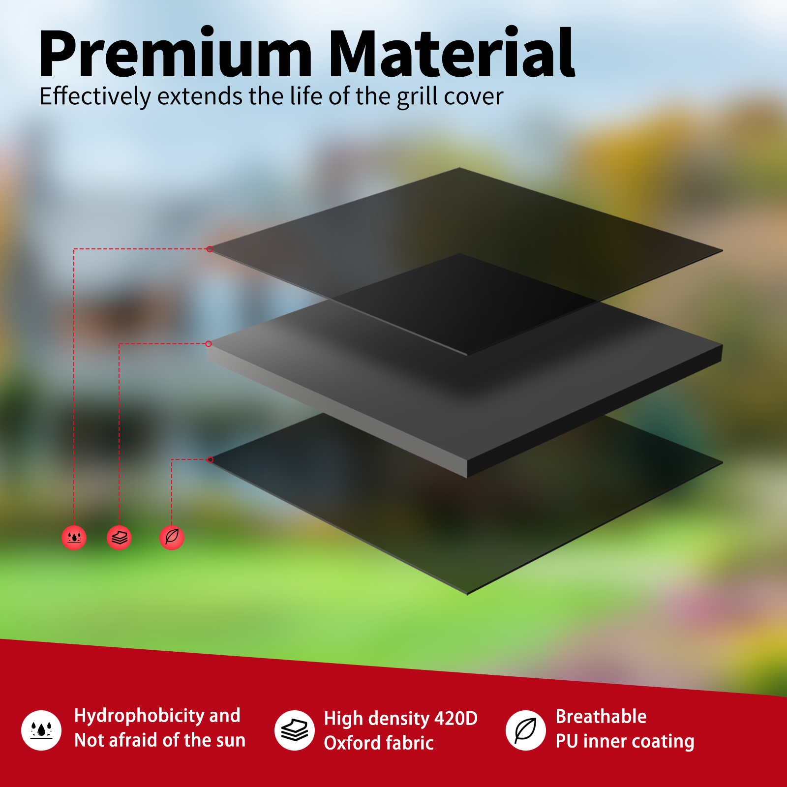 Waterproof BBQ Covers Oxford Fabric, Rip-Proof Dustproof UV-Resistant for Weber, Char-Broil, Brinkmann Grills