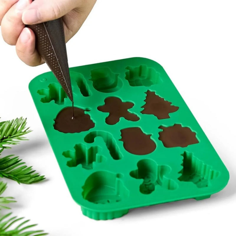 Gingerbread Man Santa Claus Cane Cookie Mold, Christmas Tree Baking Ice Tray