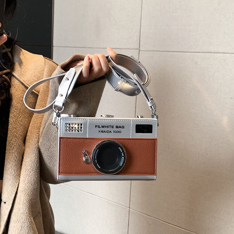 Retro Camera Crossbody Bag Vintage PU Leather Mini Shoulder Purse for Women and Men