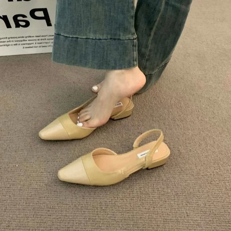 LuxeLine Pointed Toe Low Heel Summer Sandals